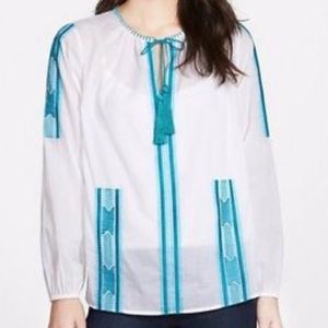 NWOT Michael Kors Embroidered Split Neck Blouse